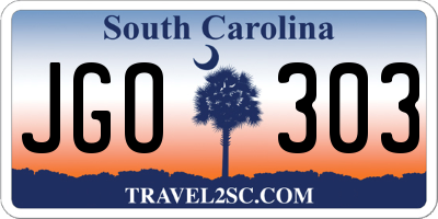 SC license plate JGO303