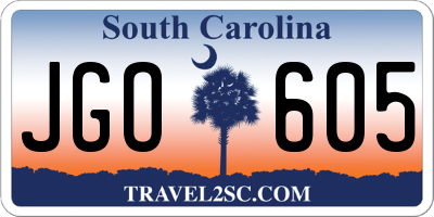 SC license plate JGO605