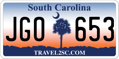 SC license plate JGO653