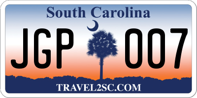 SC license plate JGP007