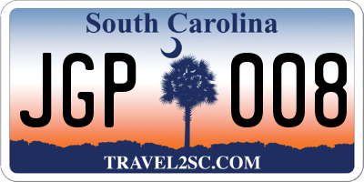 SC license plate JGP008