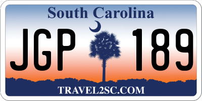 SC license plate JGP189