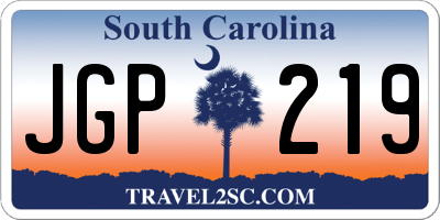 SC license plate JGP219