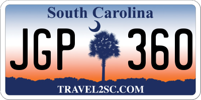 SC license plate JGP360