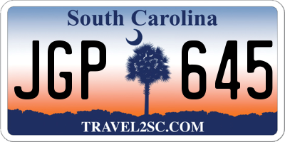 SC license plate JGP645