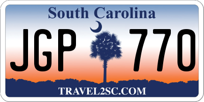 SC license plate JGP770