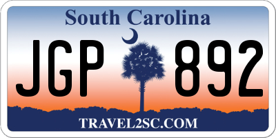 SC license plate JGP892