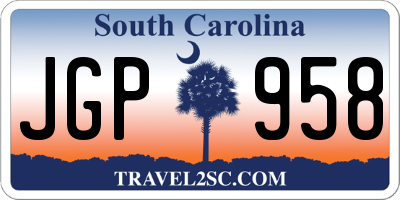 SC license plate JGP958