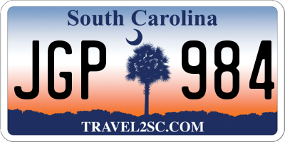 SC license plate JGP984