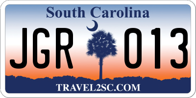 SC license plate JGR013