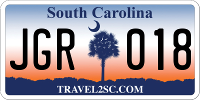SC license plate JGR018
