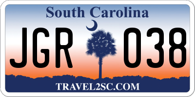 SC license plate JGR038
