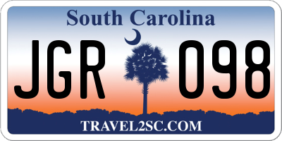 SC license plate JGR098
