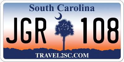 SC license plate JGR108