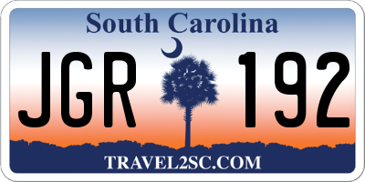 SC license plate JGR192
