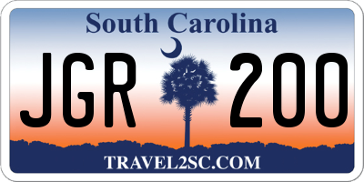 SC license plate JGR200