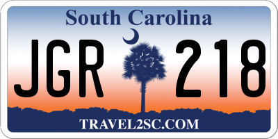 SC license plate JGR218
