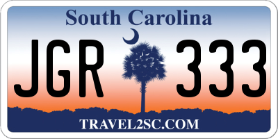 SC license plate JGR333