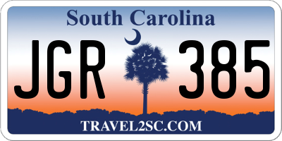 SC license plate JGR385