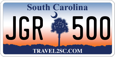 SC license plate JGR500