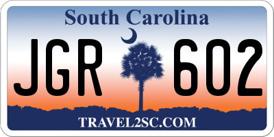 SC license plate JGR602