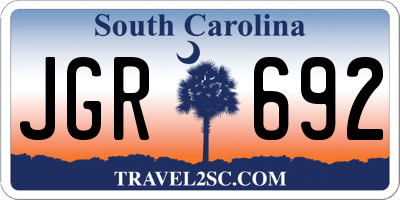 SC license plate JGR692