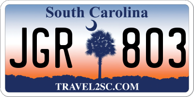 SC license plate JGR803