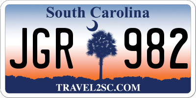 SC license plate JGR982