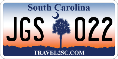 SC license plate JGS022