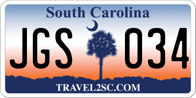 SC license plate JGS034