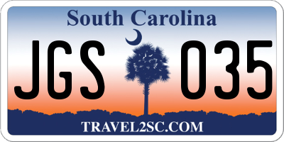 SC license plate JGS035