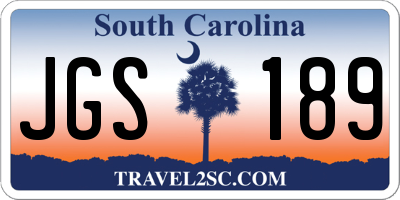 SC license plate JGS189