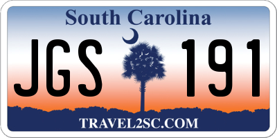 SC license plate JGS191