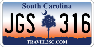 SC license plate JGS316