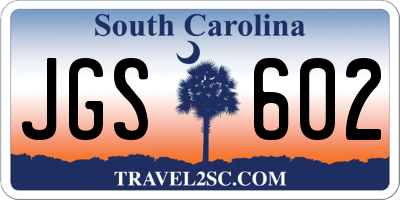 SC license plate JGS602