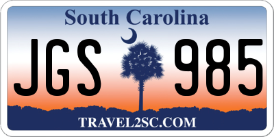 SC license plate JGS985