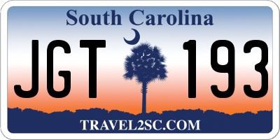 SC license plate JGT193