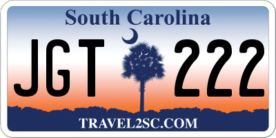 SC license plate JGT222