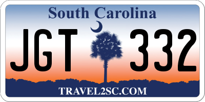 SC license plate JGT332