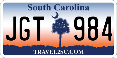 SC license plate JGT984