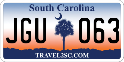 SC license plate JGU063