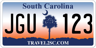 SC license plate JGU123