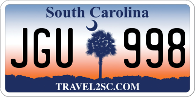 SC license plate JGU998