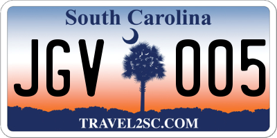 SC license plate JGV005