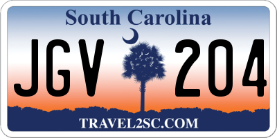 SC license plate JGV204