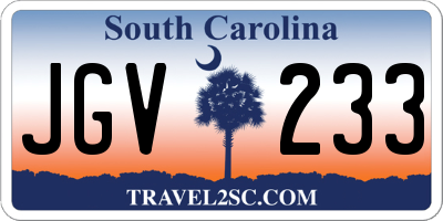 SC license plate JGV233