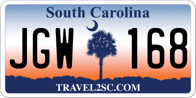 SC license plate JGW168