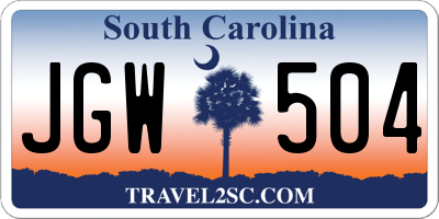 SC license plate JGW504