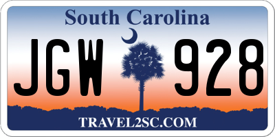 SC license plate JGW928