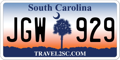 SC license plate JGW929